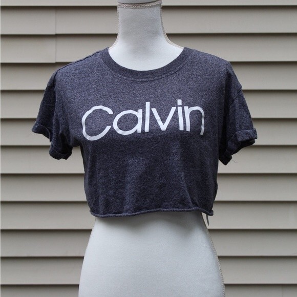 Calvin Klein Performance Short Sleeve Crop Gray T-Shirt - Picture 2 of 5